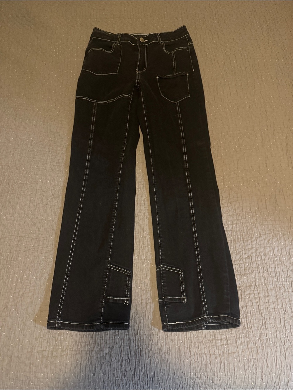Multi Pocket Straight Leg Stretch Jeans